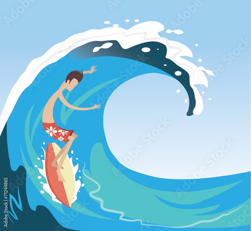 Surfer enjoying on the big wave in the ocean