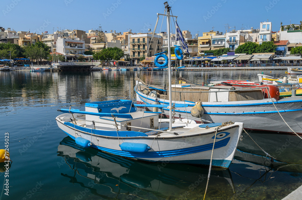 Greek boat at Agios Nikolaos port, Crete island
