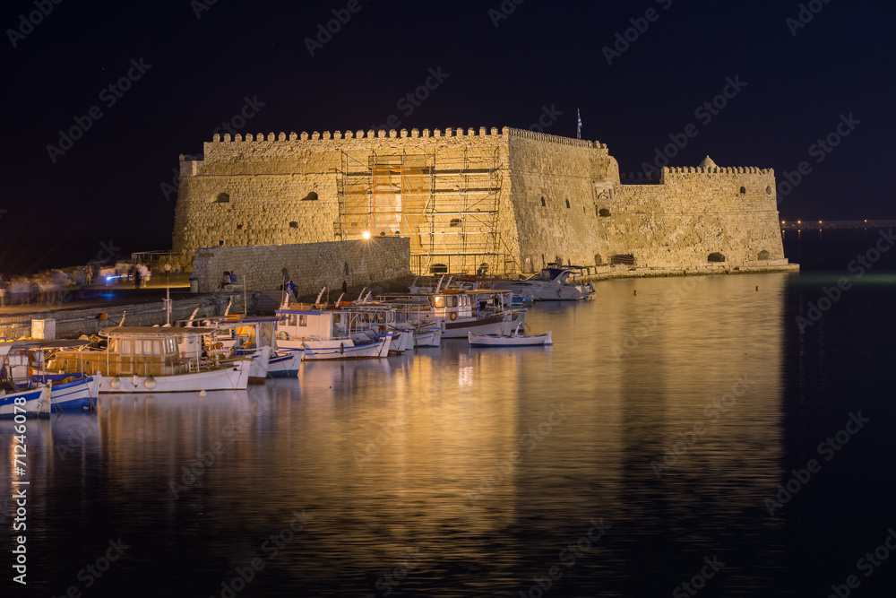 Heraklion fortress at night
