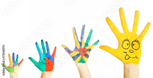 Painted hands isolated on white