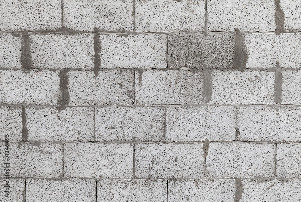 Gray wall made of aerated concrete blocks, background texture Gray wall made of aerated concrete blocks, background texture