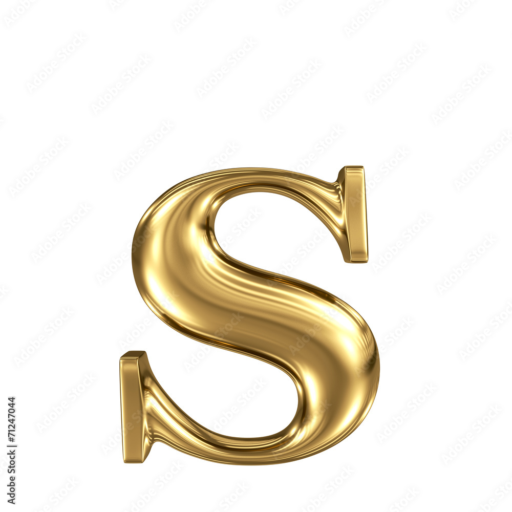 Golden letter s lowercase high quality 3d render isolated Golden letter s lowercase high quality 3d render isolated