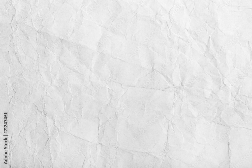 Old white crumpled paper sheet background texture - obrazy, fototapety, plakaty 