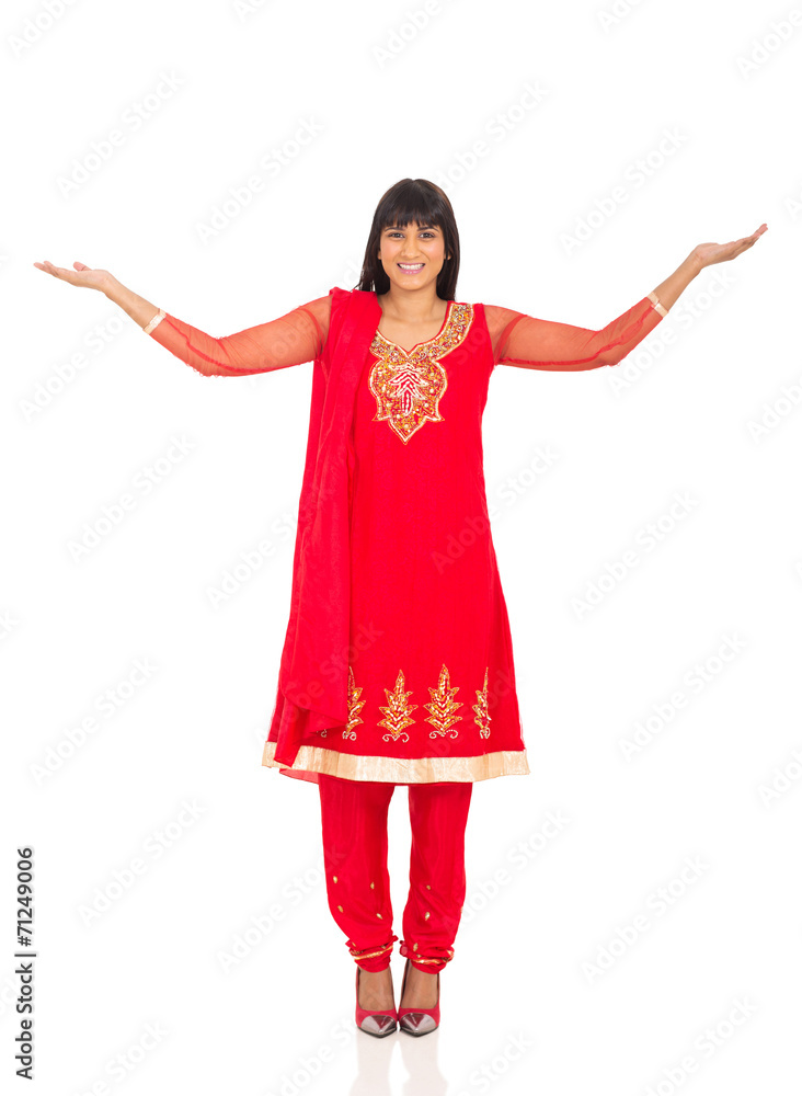 indian woman with arms outstretched indian woman with arms outstretched