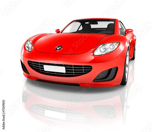 Contemporary Shiny Red Sport Car