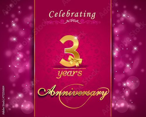 3 year nniversary celebration sparkling card, 3rd anniversary