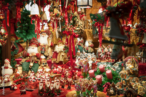 Christmas decorations diplayed for sale  at a Christmas Market. © fazon