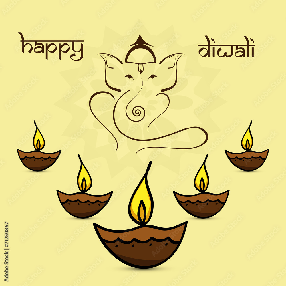 Beautiful diwali card colorful artistic Lord Ganesha background ...