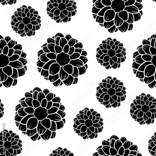 Fototapeta Naklejka Na Ścianę i Meble -  Dahlias flowers pattern seamless