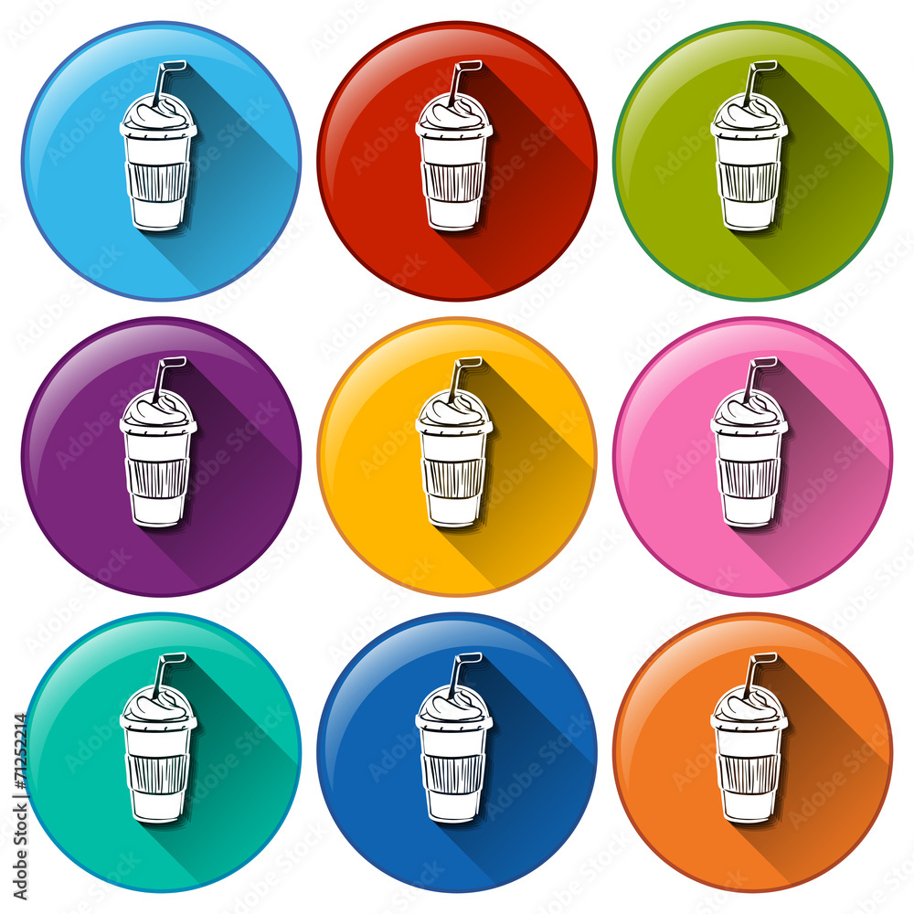 Rounded icons with cold refreshing drinks Rounded icons with cold refreshing drinks