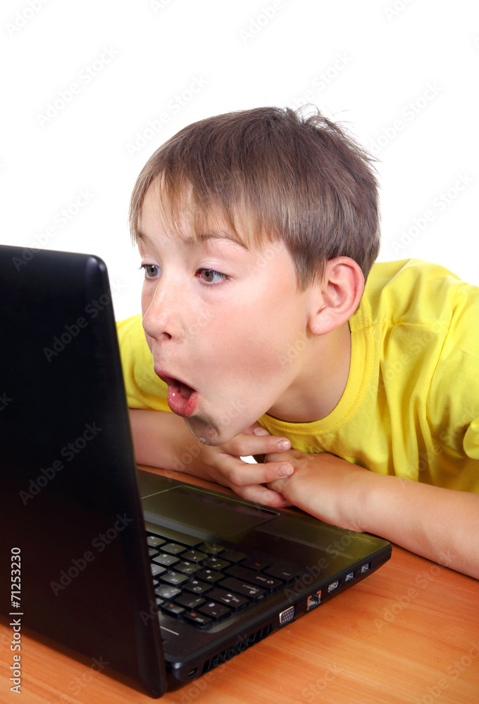 Surprised Kid with Laptop Surprised Kid with Laptop