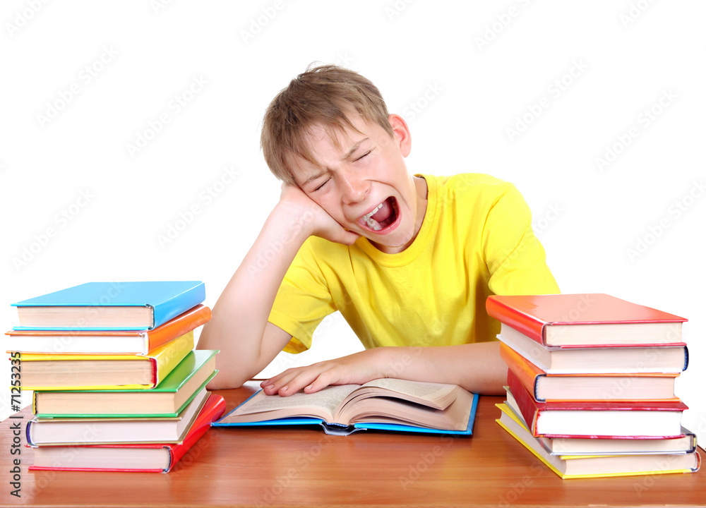 Tired Schoolboy yawning Tired Schoolboy yawning