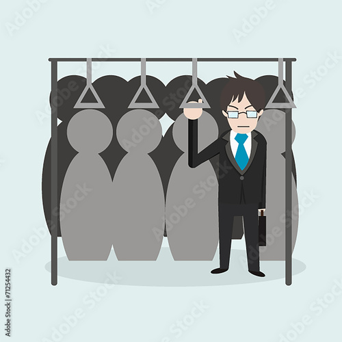 Businessman with crowded train