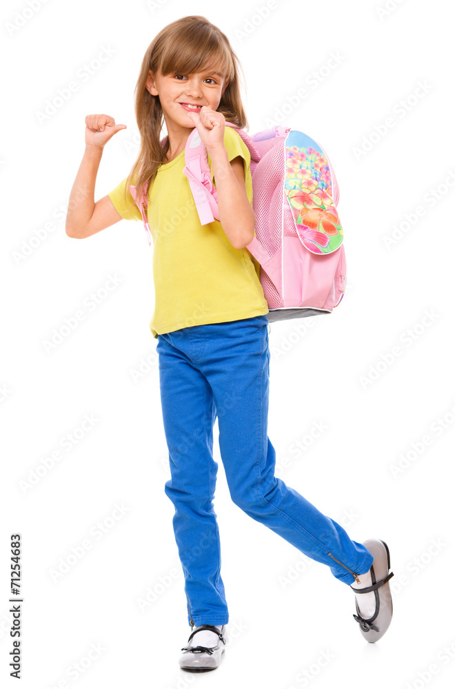 Portrait of a cute little schoolgirl with backpack Portrait of a cute little schoolgirl with backpack