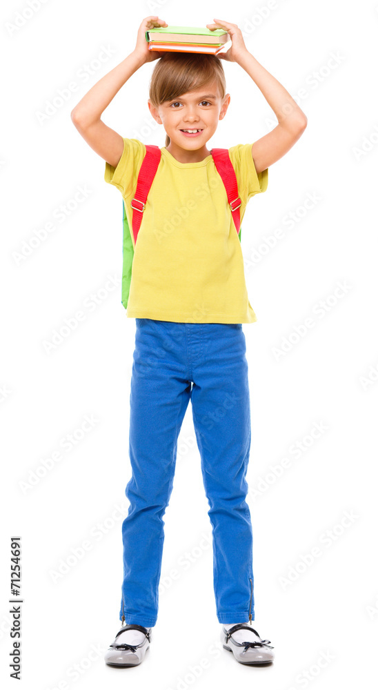 Portrait of a cute little schoolgirl with backpack Portrait of a cute little schoolgirl with backpack