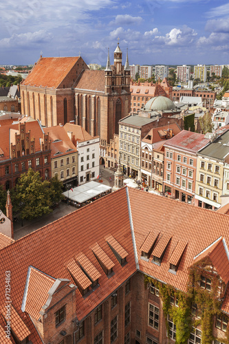 Aerial view of old town in Torun, Poland.