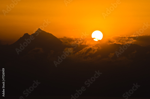 Sunrise at holy mountain Athos in Chalkidiki