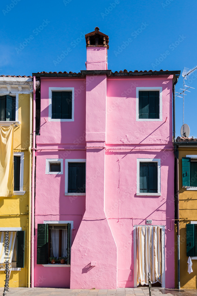 Classical colored house in the Venice lagoon