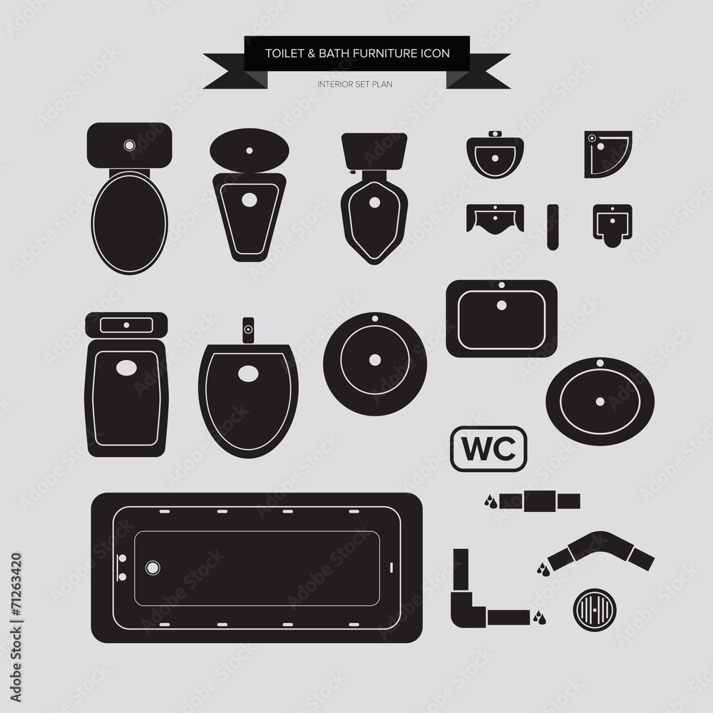 Toilet and Bath Furniture Icon Toilet and Bath Furniture Icon