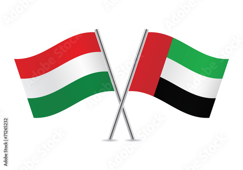 Free Download Hungarian and United Arab Emirates flags. Vector illustration. - GFXLoad