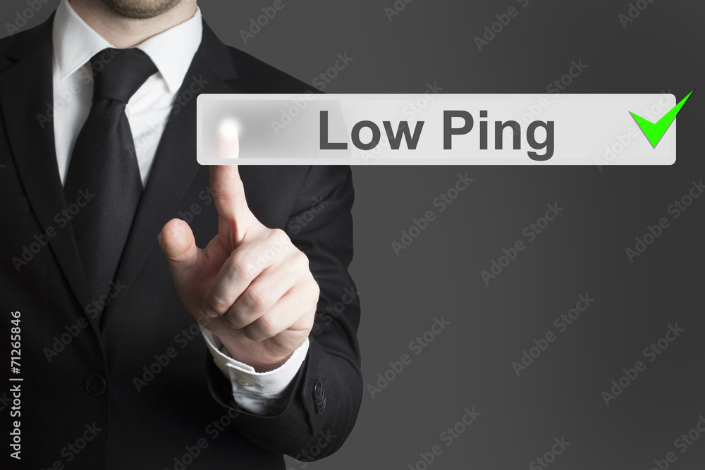 businessman pushing virtual button low ping businessman pushing virtual button low ping