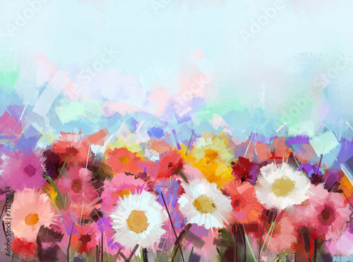 Gerbera flower.Abstract flower oil painting