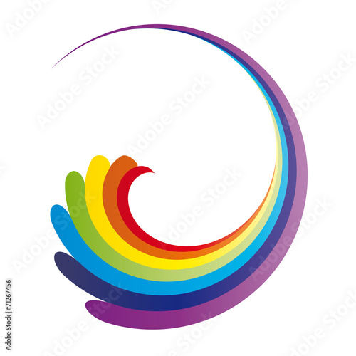 Wirbel in den Farben der Chakren, Regenbogenfarben, Regenbogen als Symbol der Hoffnung, vektor, isoliert