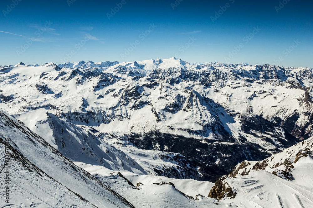 Beautiful view from Kitzsteinhorn peak in Alps
