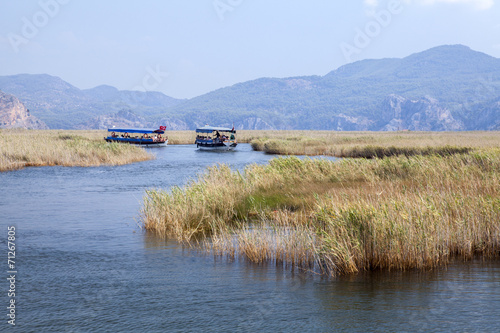 Boats on Dlayan river, Dalyan, Mugla