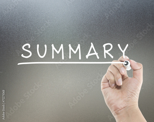 Fotografie summary text with hand writing