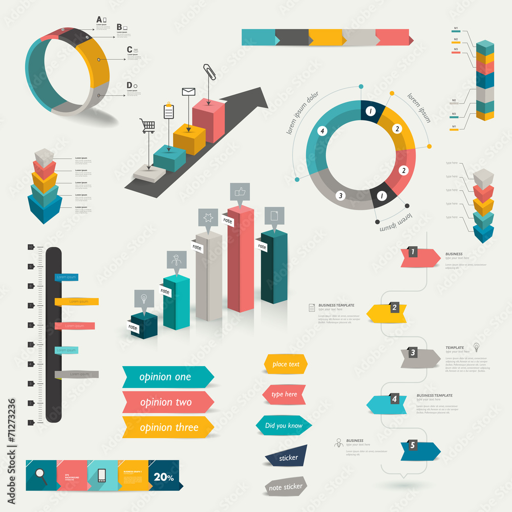 Obraz premium Collection of infographics elements. Colorful set template.