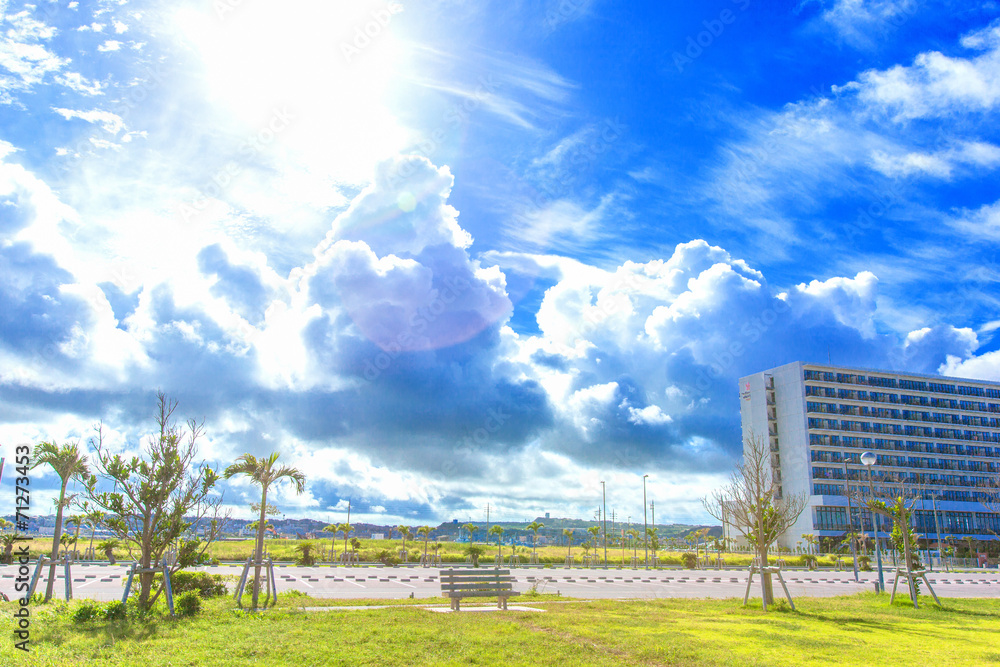 Fototapeta premium Blue sky and sun shine