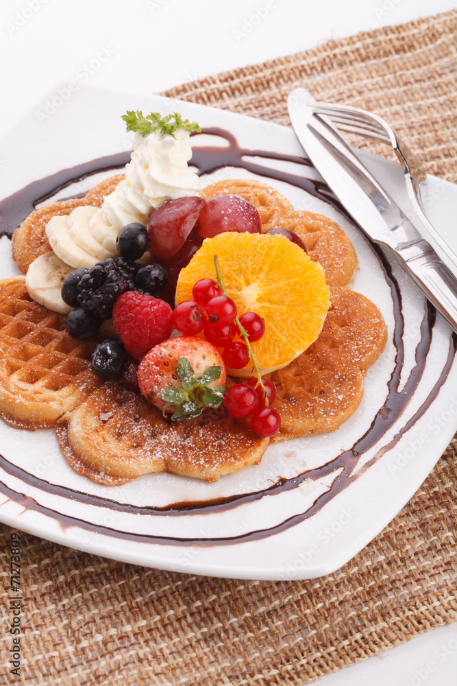 waffle with fresh fruit waffle with fresh fruit