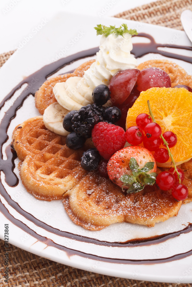 waffle with fresh fruit waffle with fresh fruit