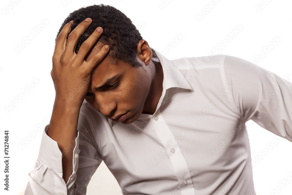 desperate african businessman on white background desperate african businessman on white background