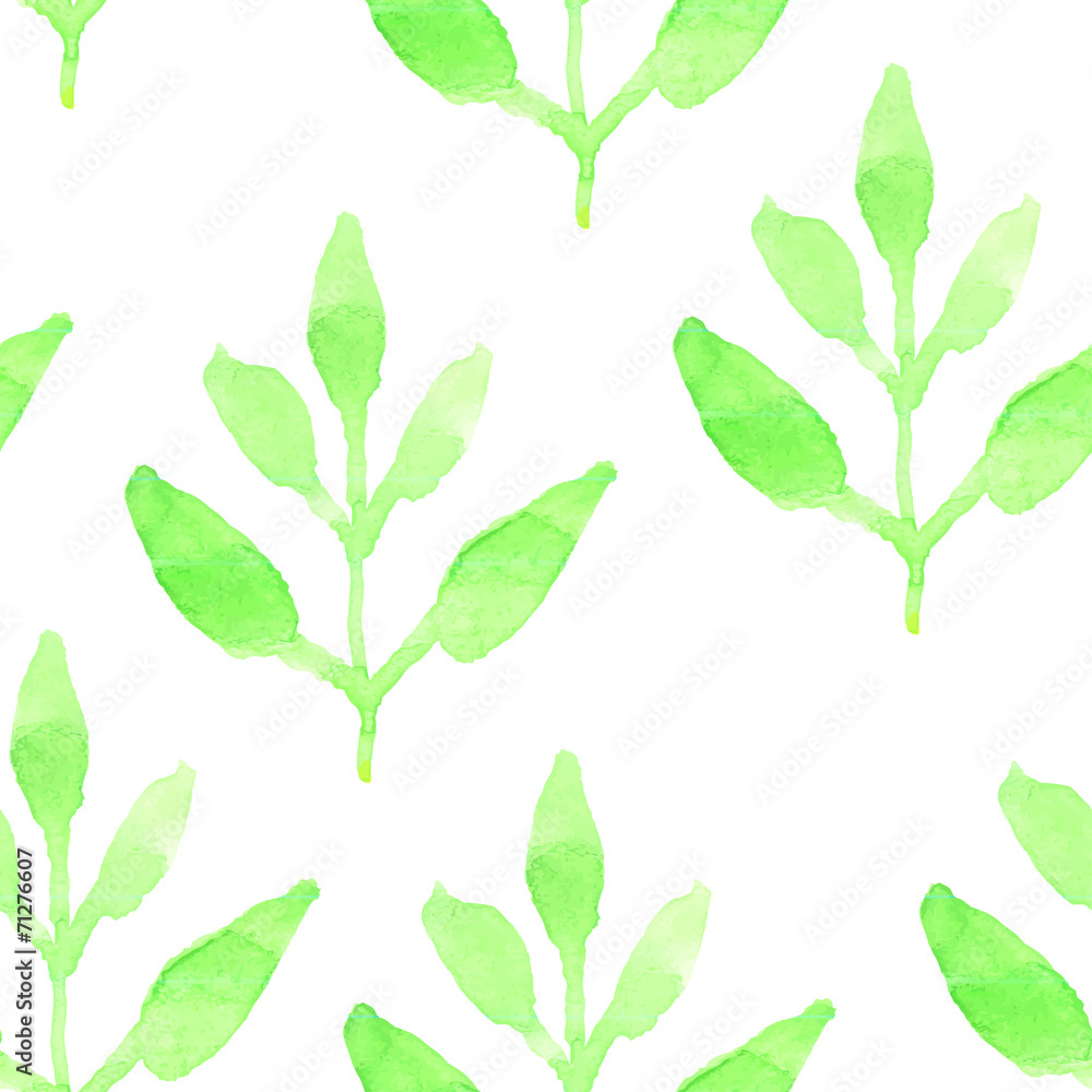 Retro seamless pattern with green plants. Seamless Floral Patter