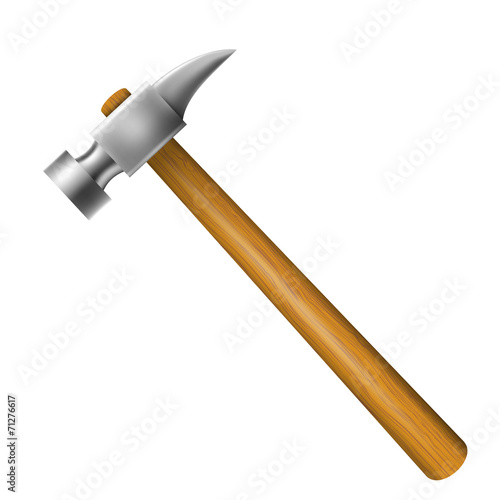 Hammer with wooden hilt isolated on a white background. Vector i