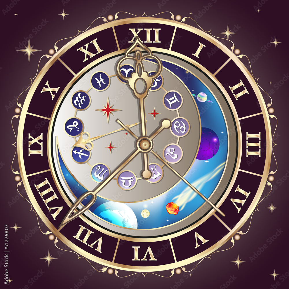 Zodiac signs, astrological clock, vector Zodiac signs, astrological clock, vector