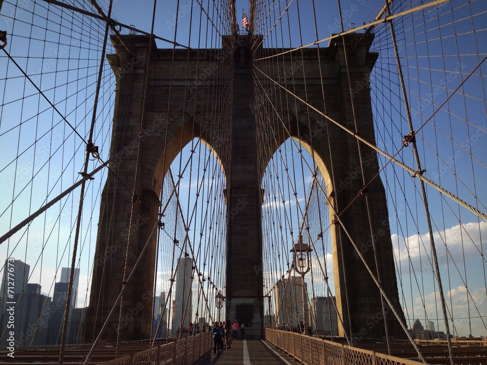 New York ponte di Brooklyn struttura  - obrazy, fototapety, plakaty 