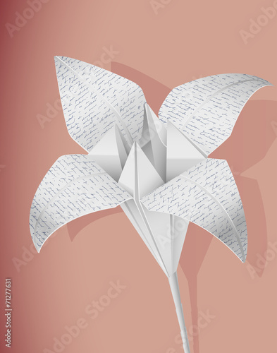 Fototapeta Naklejka Na Ścianę i Meble -  Paper lily with handwriting texture. Eps10