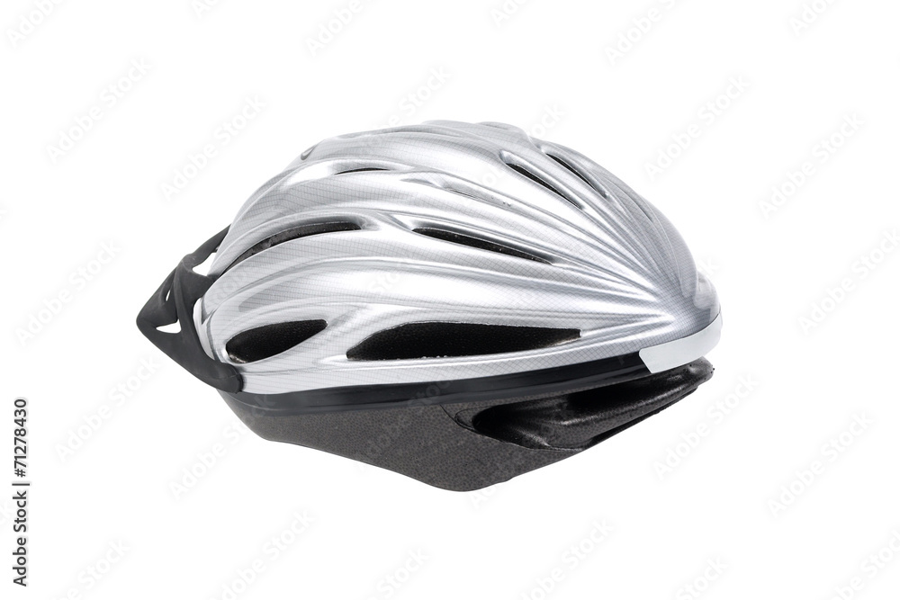 Grey bicycle cross country plastic helmet