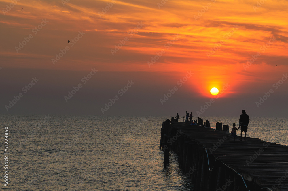 Fishing pier at sunrise