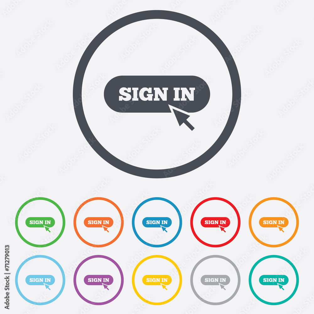 Sign in with cursor pointer icon. Login symbol Sign in with cursor pointer icon. Login symbol