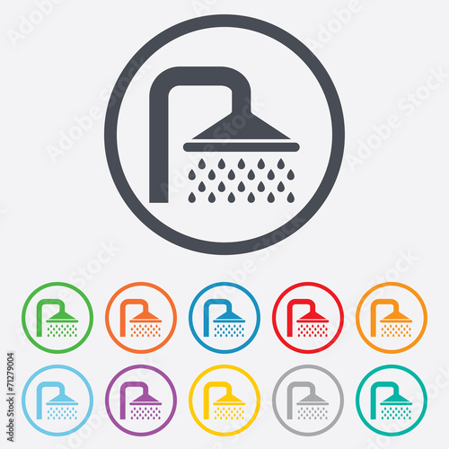 Shower sign icon. Douche with water drops symbol