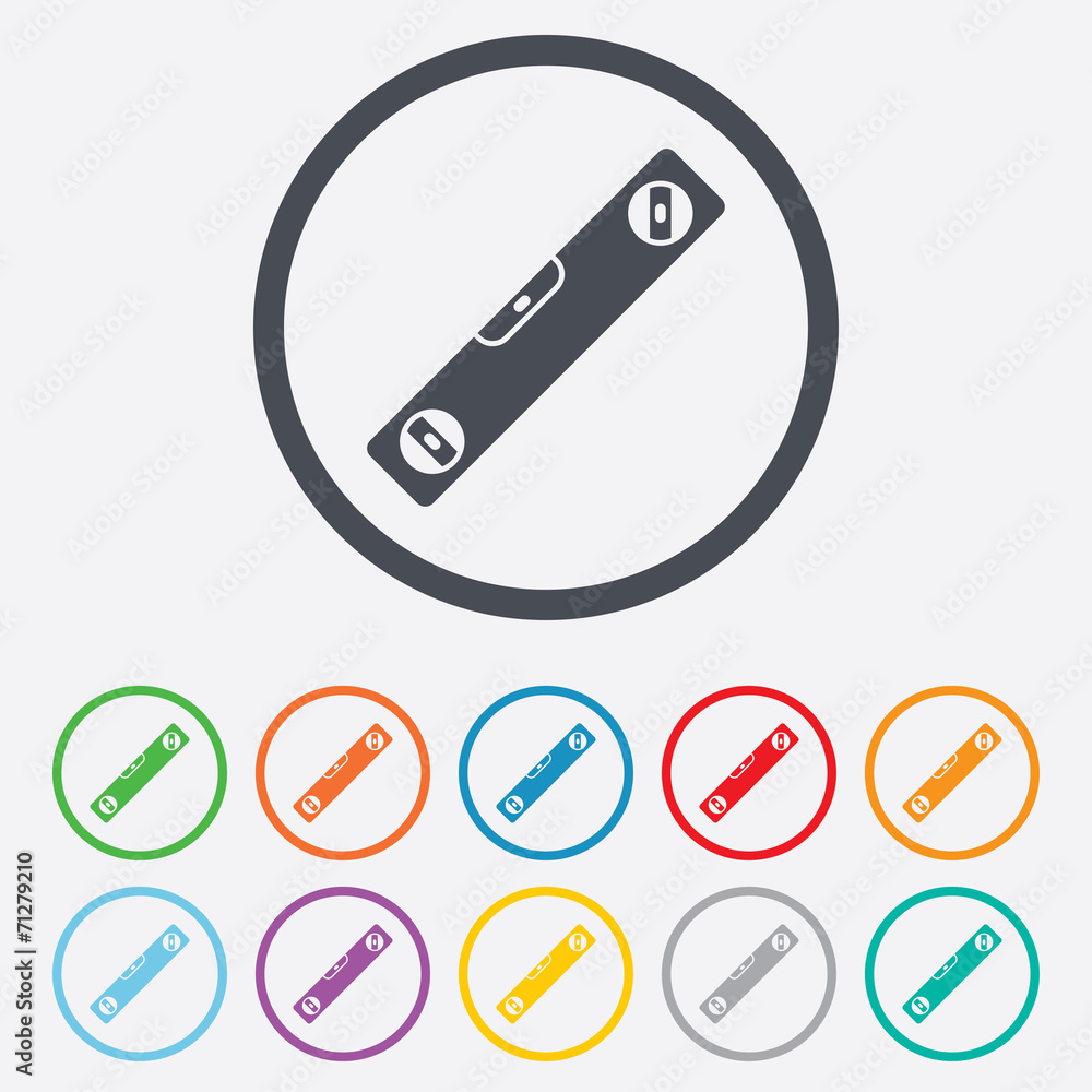 Bubble level sign icon. Spirit tool symbol. Bubble level sign icon. Spirit tool symbol.