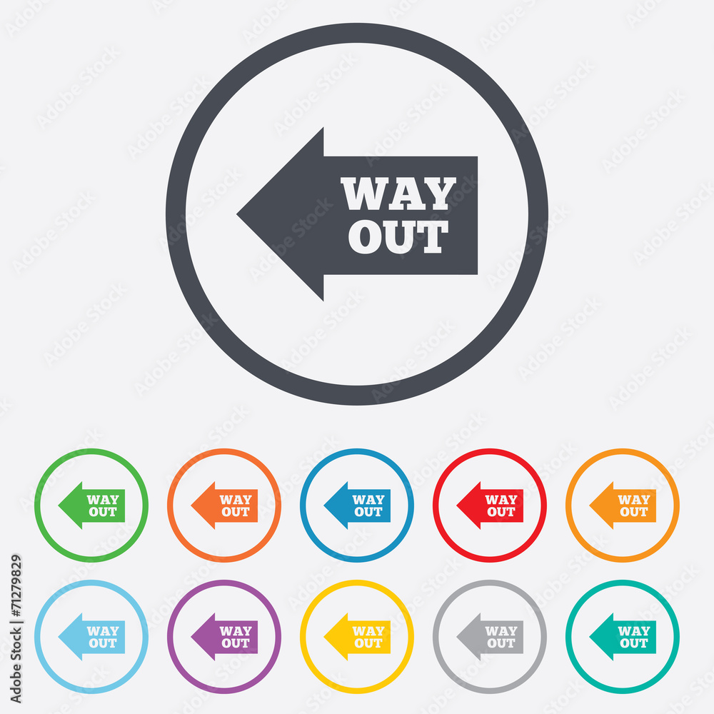 Way out left sign icon. Arrow symbol. Way out left sign icon. Arrow symbol.
