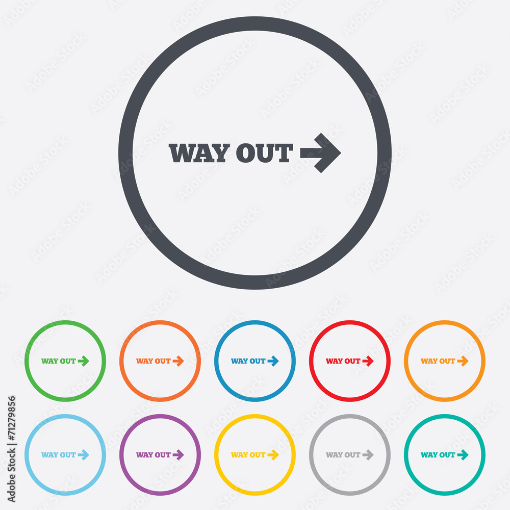 Way out right sign icon. Arrow symbol. Way out right sign icon. Arrow symbol.