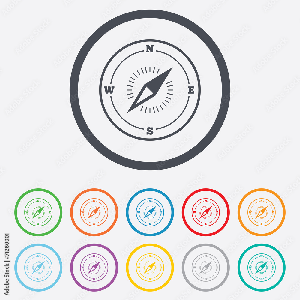 Compass sign icon. Windrose navigation symbol. Compass sign icon. Windrose navigation symbol.