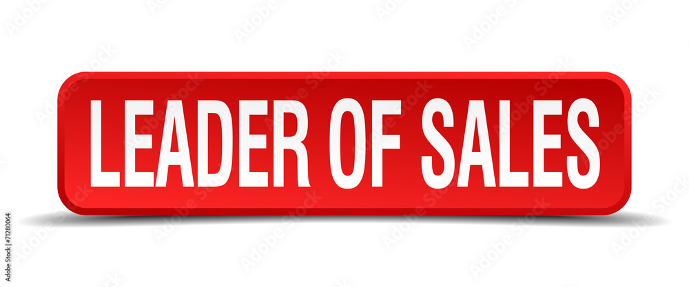 leader of sales red 3d square button isolated on white leader of sales red 3d square button isolated on white
