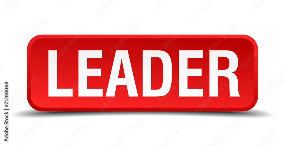 leader red 3d square button isolated on white leader red 3d square button isolated on white